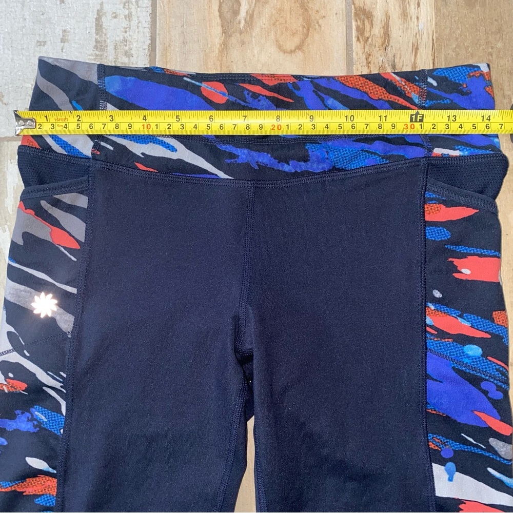 Athleta Leggings Yoga Pants Capri Womens Small Blue Spliced Fire Be Free Knicker - Picture 3 of 9